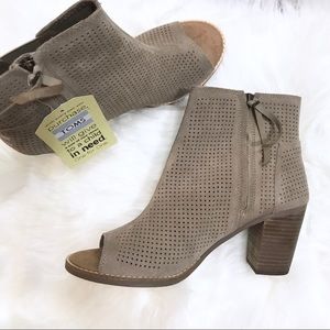 Toms | Majorca Taupe Perforated Booties | Size 9.5